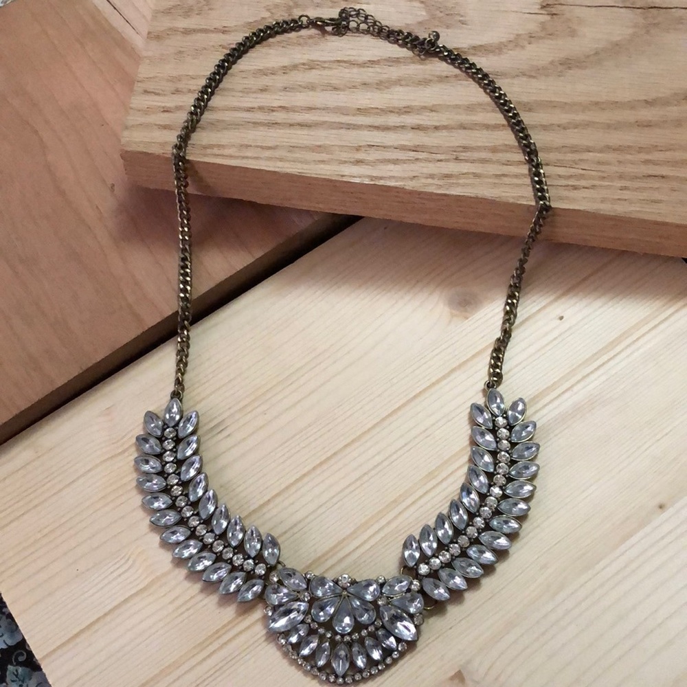 Leaf Design Crystal Statement Necklace - image 1